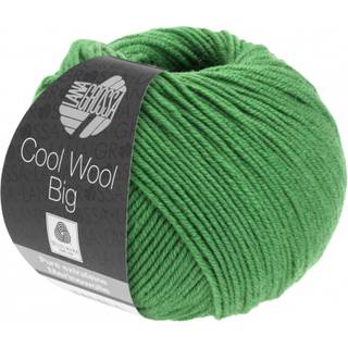 Lana Grossa Cool Wool Big 997 Bladgrøn Indhold:100% ren ny, ekstrafin merinould Vægt/Længde: 50 g = ca. 120 meter Anbefalede pinde: 3.50-4.00 mm Strikkefasthed: 10 x 10 cm = 19 m x 26 p Vask:Finvask 30º/ Tørres fladt.