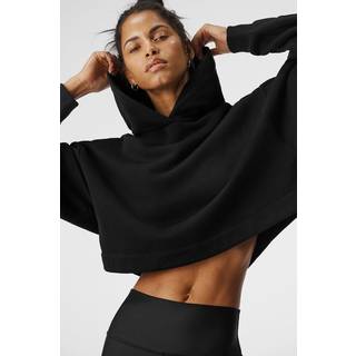 Alo Yoga Bae cropped cotton-blend hoodie - black - XS