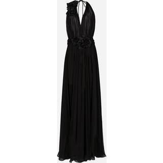 Dolce&Gabbana Floral-appliquÃ© silk chiffon gown - black - XL+