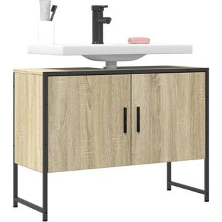 underskab til håndvask 80x33x60 cm konstrueret træ sonoma-eg