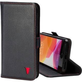 iPhone SE Leather Case (Compatible with iPhone 8/7) - Black with Red Detail