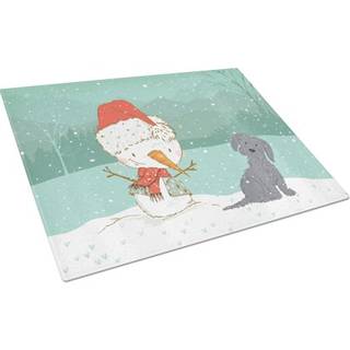 Caroline's Treasures CK2092LCB Black Maltese Snowman Christmas Glass Cutting Board Stor dekorativt tempereret glas Køkkenskæring og serveringspla