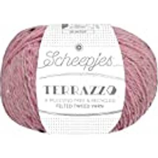 Scheepjes Terrazzo 723 Rosa Indhold: 70% genanvendt uld og 30 % genanvendt viskose Vægt/længde: 50 gram = ca. 175 meter Anbefalede pinde: 4.00 mm Strikkefasthed: 10 cm x 10 cm = 27 m x 35 p Vaskes i hånden ved 30°C / Tåler ikke tørretumbler / Tørres fladt.