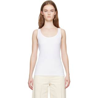 Toteme Ribbed-knit cotton-blend jersey tank top - white - L