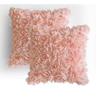 Miulee -pakke med 2 3D dekorativ for?r Romantisk stereochiffon Rose blomsterpude d?kker solid firkantet pudebetr?k til sovev?relse bil 18x18 tomm