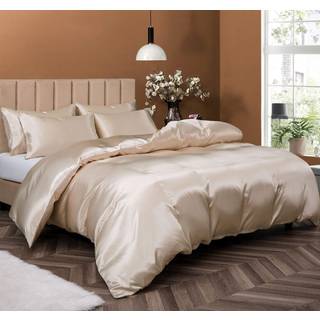 P pothuiny 5 stykker satin dyneafd?kning fuld/queen size sils silkeagtig som taupe dyne d?kning senget?j s?t med lynl?s lukning 1 dyne cover + 4