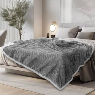 Pavilia m?rkegr? tvillingeseng t?ppe reversibel sherpa chevron bl?d hyggelig jacquard v?vet tekstureret kast sofa sofa tyk varm stor fleece bil t