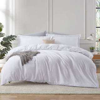 Hearth & Harbour California King Duvet Cover s?t hvidt - 3 stykker dyneovertr?k California King dobbelt b?rstet dyneovertr?k med knaplukning 1 Ca
