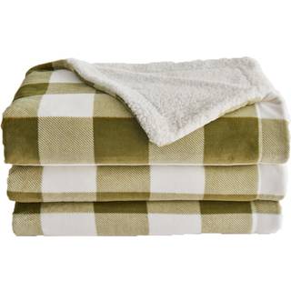 Great Bay Home Sherpa Fleece og Velvet Plys Twin Throw Blanket Buffalo Check tykt tppe til stolsofa eller seng. Varmt vendbart bldt fleece-tpp