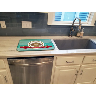 """" Caroline's Treasures Chocolate Brown Poodle Merry Christmas Dish Drying Mat 14 """" """" X 21 """" """" """"