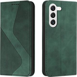 Samsung Galaxy S23 Plus etui, PU-læder flipcover med magnetisk lukning, kortlommer, standfunktion, grøn