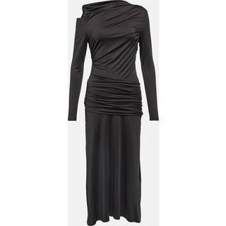 Victoria Beckham Asymmetric ruched jersey midi dress - black - XXS