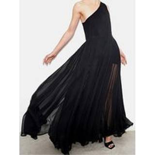 Religion Religion Black Sheer One Shoulder Maxi Dress With Full Skirt