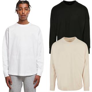 Build Your Brand BY198 Oversized Cut On Sleeve Longsleeve White XS