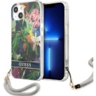 Guess GUHCP13SHFLSB iPhone 13 mini blå hard cover med blomsterrem