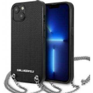 Karl Lagerfeld iPhone 13 mini hardcase sort læder med tekstur og kæde