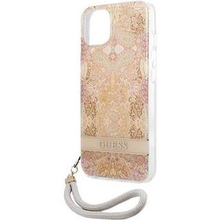 Guess GUHCP13SHFLSD iPhone 13 mini guld/guld hardcase med blomstrebånd
