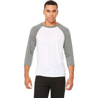 Canvas CV3200 Unisex 3/4 Sleeve Baseball T-Shirt White / Deep Heather XS