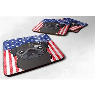 """" Caroline's Treasures BB2193FC American Flag og Black Pug Foam Coaster (Sæt på 4) 3.5 """" ""Multicolor"" ""