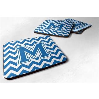 """" Caroline's Treasures CJ1056-MFC brev M Chevron Blue and White Foam Coaster (Sæt på 4) 3.5 """" ""Multicolor"" ""