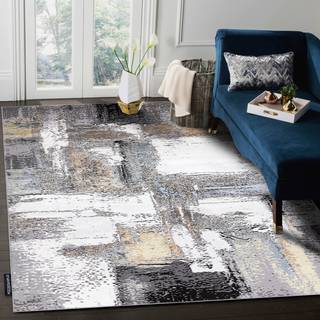 Tæppe DE LUXE moderne 633 Abstraktion - Strukturelle fløde / guld 200x290 cm