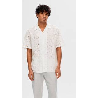 Selected Relax Jax Shirt SS Broderie Bright White