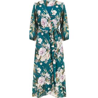 Yumi Blomster Wrap Midi Kjole Med FrillEU 36 (UK 8)