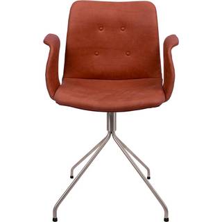 Bent Hansen Primum Spisebordsstol med Armlæn Og Swivel Rustfrit Stål/Brun