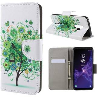 Samsung Galaxy S9 Plus mønstret grynet PU læder flip etui - Grøn Træ