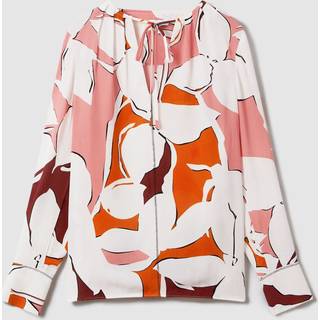 Reiss Reiss Cream/Red Tess Printed Tie Neck Blouse