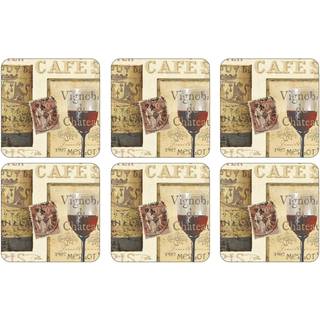 Pimpernel French Cellar Collection Coasters | S?t af 6 | Cork backed Board | Varme- og pletbestandig | Drinks Coaster til bordpladsbeskyttelse |