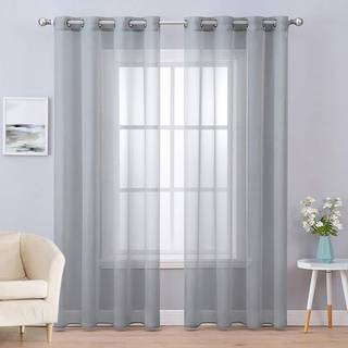 Miulee 2 paneler Fastfarve mørkegrå ren gardiner Elegant Grommet Vindue Voile Paneler/Drapes/behandling til soveværelse stue (54x90 tommer)