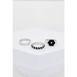 Mens Silver 3 Pack Flower Signet Rings