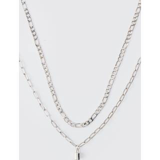 Mens Silver Multi Layer Chain Necklace
