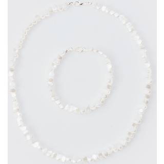 Mens White Pearl Bead Necklace And Bracelet