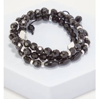 Mens Black 3 Pack Bead Bracelets