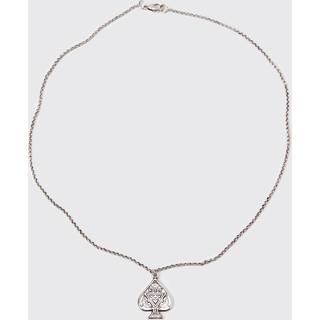 Mens Gun Metal Ace Of Spades Pendant Necklace