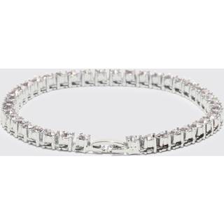 Mens Silver Iced Tennis Chain Bracelet