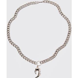 Mens Silver Pendant Detail Chain Necklace