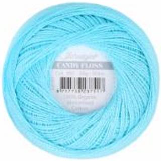 Scheepjes Candy Floss 397 Cyan Indhold: 100% merceriseret bomuld Anbefalede pinde: 0.75-1.25 mm Vægt/løbelængde: 20 gr = 165 meter Maskinvask: 40℃/Tørres fladt.