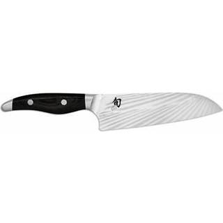 KAI Shun Nagare Black Santoku 18 cm - Damaststahl - Griff Pakkaholz schwarz - Schwarz,Silber