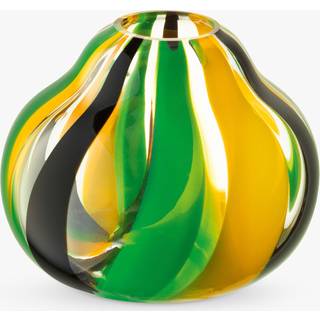 LSA International Vases - 'Folk' vase, black, green and yellow in MULTICOLOUR Glass