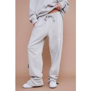 Mens Taupe Regular Fit Split Hem Heavyweight Jogger