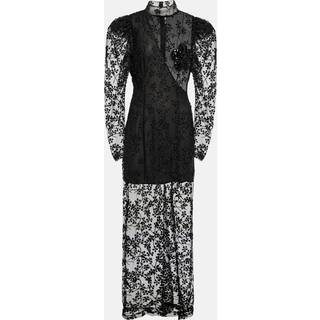 Rotate High-neck floral mesh midi dress - black - L