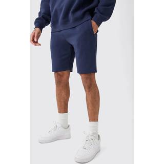 Mens Navy Slim Mid Length Jersey Short