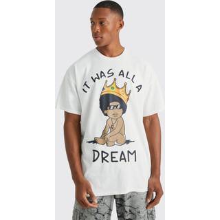 Mens White Oversized Baby Biggie Illustration License T-shirt