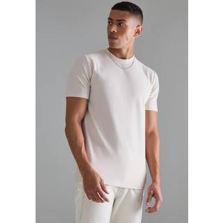 Mens Peach Slim Ottoman Rib T-Shirt