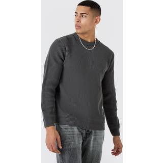 Mens Slate Grey Regular Fit Waffle Knit Jumper