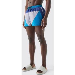 Mens Blue Super Short Colour Block Swim Short