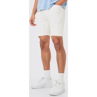 Mens Skinny Stretch Denim Shorts In White
